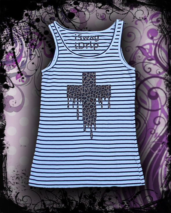 Dripping cross striped singlet