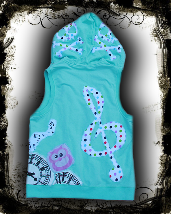 Polka music skull hoodvest