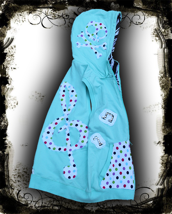 Polka music skull hoodvest