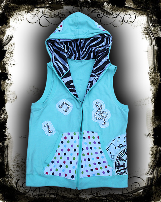 Polka music skull hoodvest